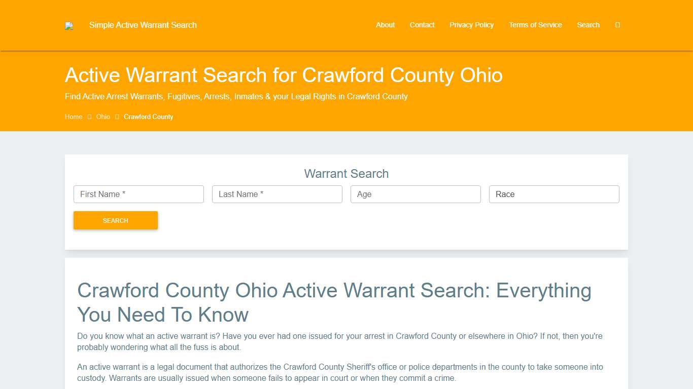 Active Warrant Search in Crawford County Ohio - Outstanding Warrants