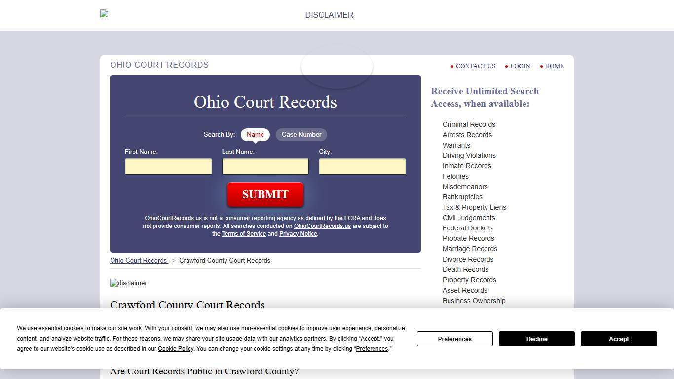 Crawford County Court Records | OhioCourtRecords.us