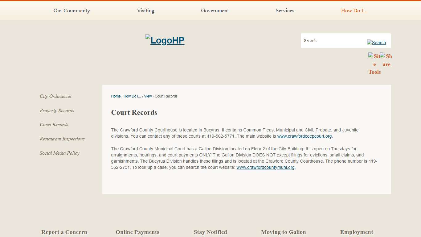 Court Records | Galion, OH - Official Website